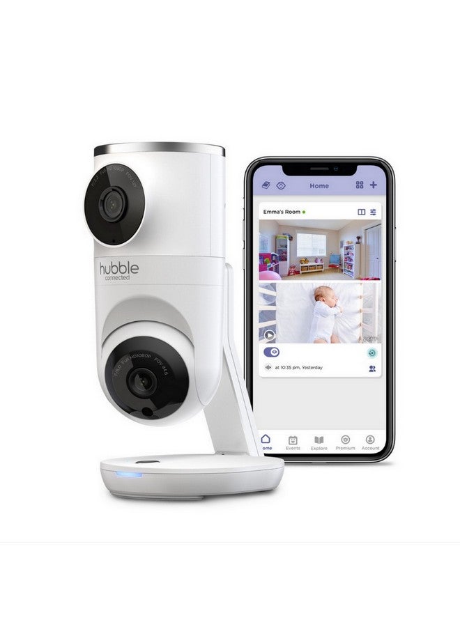 Hubble Connected Nursery Pal Dual Vision Smart Camera White and Black 6.5 x 3.15 x 3.78 cm 4448-WHAE-01 - Image 1